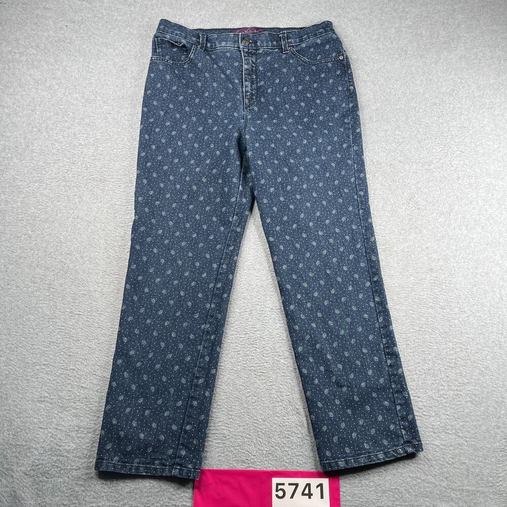 Gloria Vanderbilt Amanda Denim Jeans Womens Petite 14 Blue Mini Paisley Print